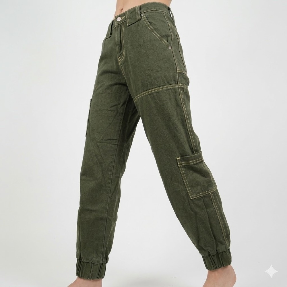 BDG Olive Green Jogger Pants Women's 24 Cargo 100% Cotton Faded EUC